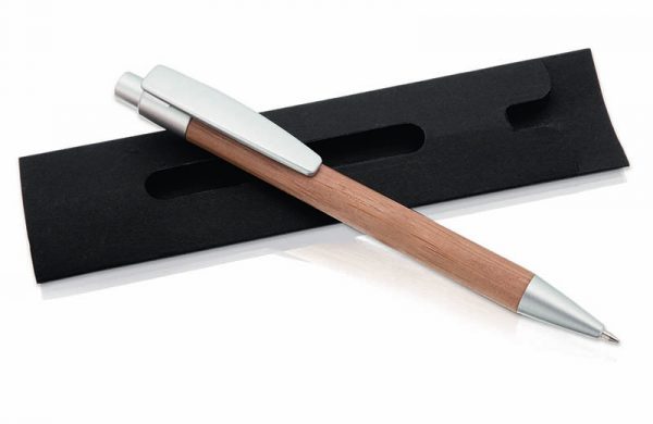 Kugelschreiber aus Bambus mit schwarzem Geschenketui