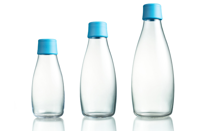 Verfügbare Größen der Designer Glasflasche
