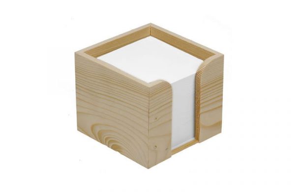 Holz Zettelbox mit Papier