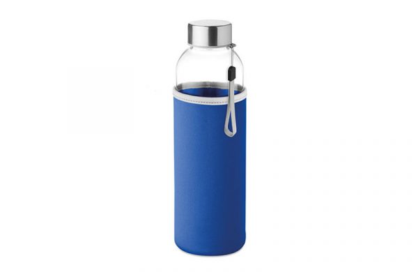 Glasflasche mit blauem Sleeve