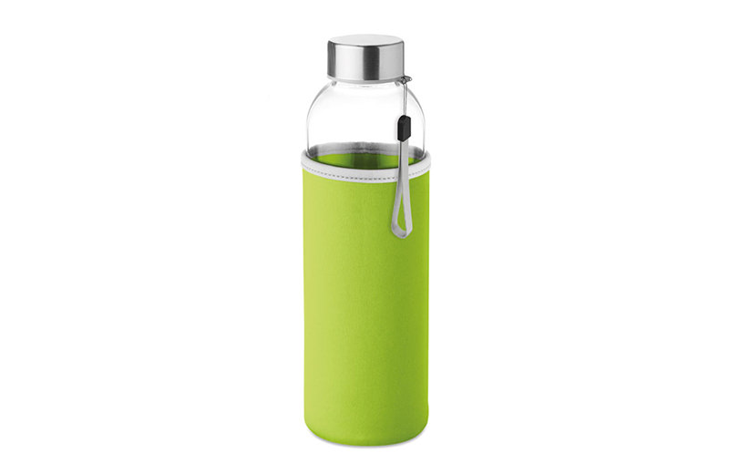 Glasflasche mit grünem Sleeve