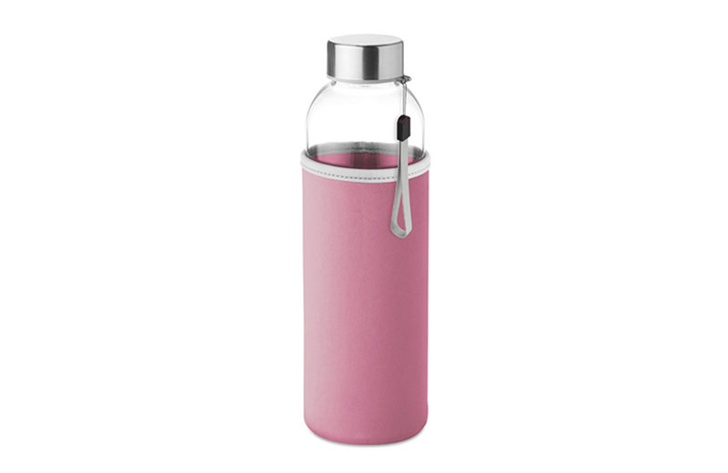Glasflasche mit Sleeve Pink