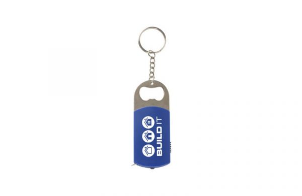 Multitool Schlüsselanhänger blau mit Maßband
