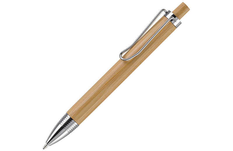 Bambus & Metall Kugelschreiber natur / chrom