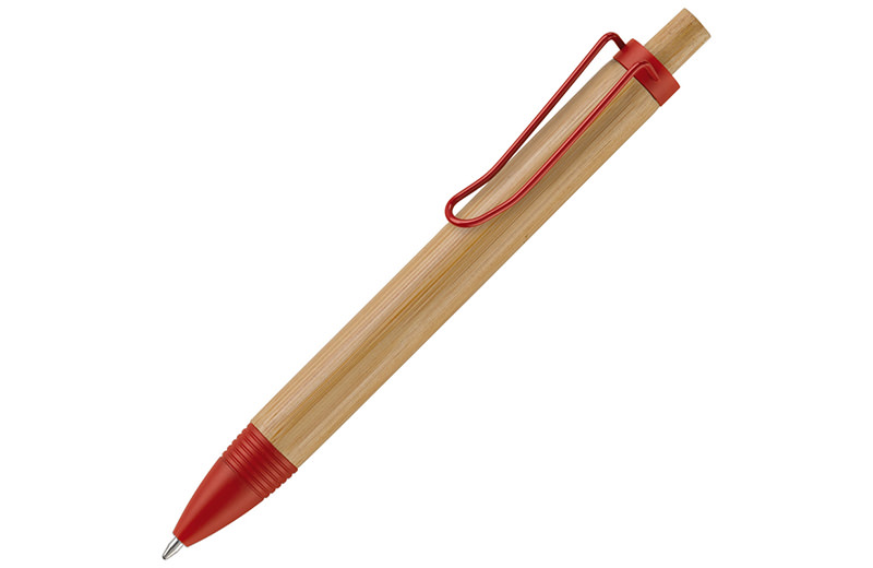 Bambus & Metall Kugelschreiber rot
