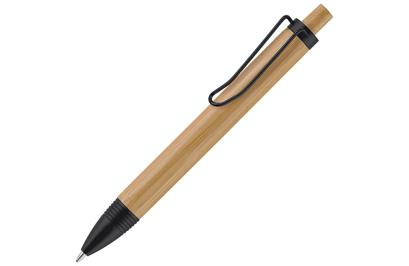 Bambus & Metall Kugelschreiber schwarz