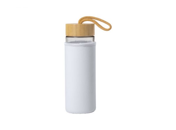 Lorax Trinkflasche mit Sleeve, weiß, Glas, Bambus