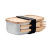 Lunchbox - Brotdose aus Edelstahl mit Bambus-Deckel und Besteck