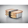 Lunchbox - Brotdose aus Edelstahl mit Bambus-Deckel und Besteck