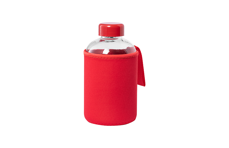 Glas-Wasserflasche Mit Griffdeckel – 900 Ml, Aus Borosilikatglas, Schwarz, Breite Öffnung
