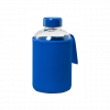 Glas Trinkflasche mit Softshell Hülle Blau