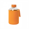 Glas Trinkflasche mit Softshell Hülle Orange