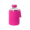 Glas Trinkflasche mit Softshell Hülle Pink