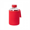 Glas Trinkflasche mit Softshell Hülle Rot