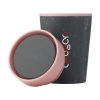 Recycelter Mehrweg-Kaffeebecher rosa geöffnet