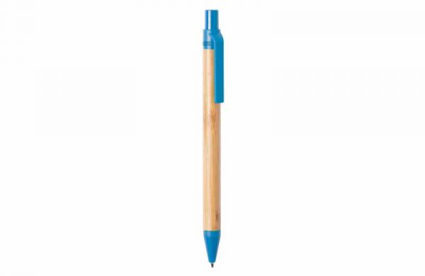 Kugelschreiber aus Bambus und Weizenstroh blau