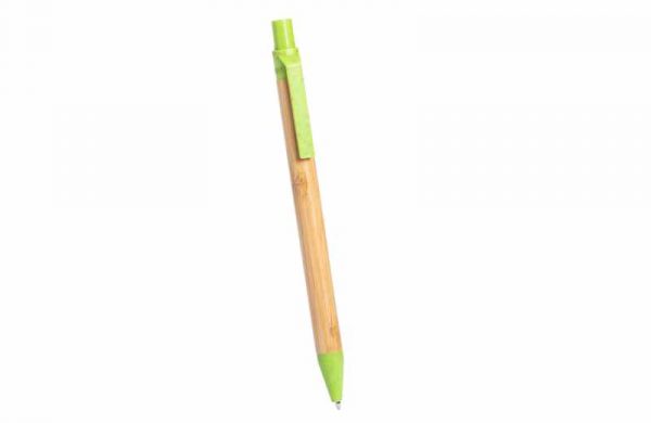 Kugelschreiber aus Bambus und Weizenstroh grün seitlich