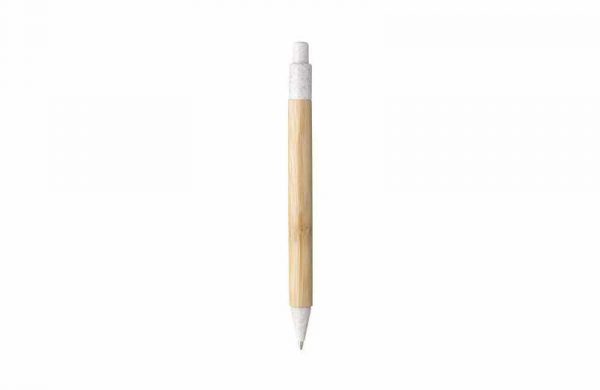 Kugelschreiber aus Bambus und Weizenstroh Grau Rückenansicht