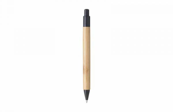 Kugelschreiber aus Bambus und Weizenstroh schwarz Rückenansicht