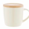 Tasse mit Bambusdeckel in weiß