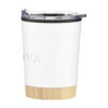 Thermo-Becher Steel`n Bamboo in Weiß mit Beispieldruck seitlich