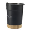 Thermo-Becher Steel`n Bamboo schwarz mit Beispieldruck von der Seite