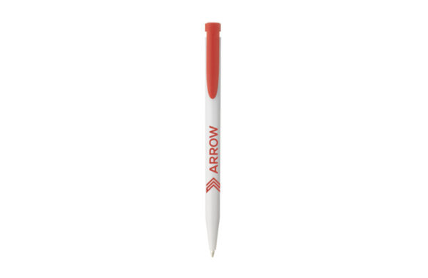 Kugelschreiber Re-New mit rotem Clip und Beispieldruck