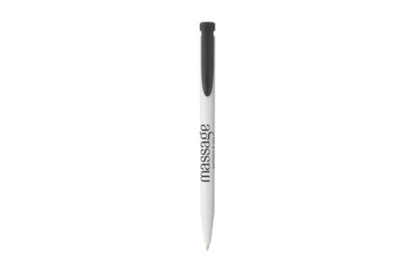 Kugelschreiber Re-New mit schwarzem Clip und Beispieldruck