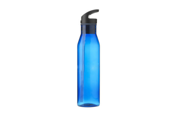 rPET Trinkflasche mit ausklappbarem Trinkhalm blau