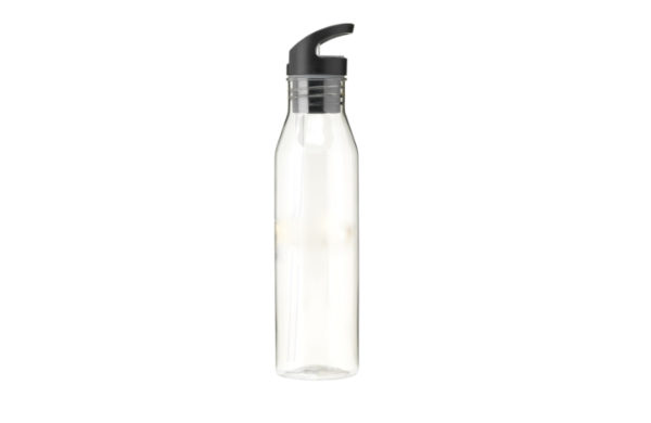 rPET Trinkflasche mit ausklappbarem Trinkhalm in transparent