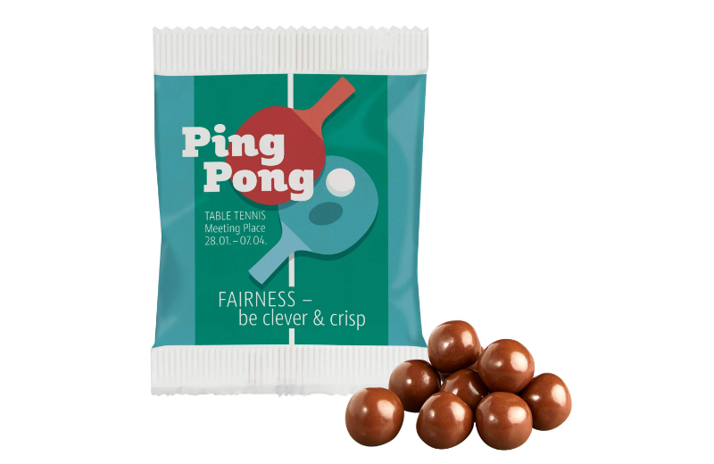 Mini Schoko Knusper Kugeln in Papiertütchen